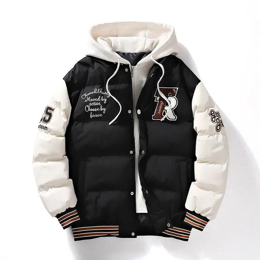 Sporty Men's Winter Jacket with Hood - Ragnar-Black-M-Nora Luxe