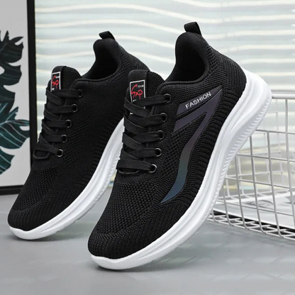 Sporty Orthopaedic Women's Walking Shoes - FitWalk-3.5-Black-Nora Luxe