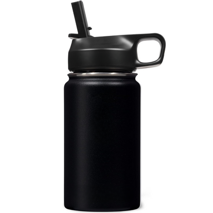 Stainless Steel Insulated Water Bottle with Straw - For Cold & Hot Drinks-400 ml-Black-Nora Luxe