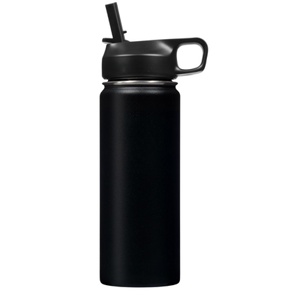 Stainless Steel Insulated Water Bottle with Straw - For Cold & Hot Drinks-500 ml-Black-Nora Luxe