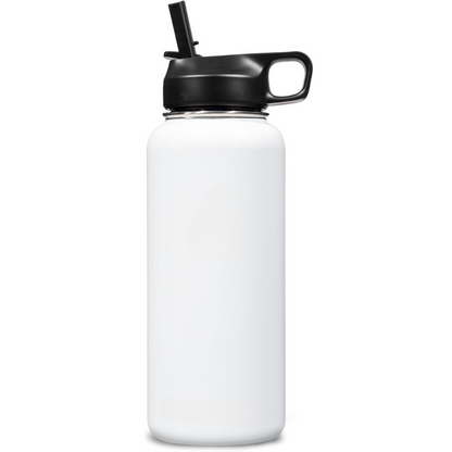 Stainless Steel Insulated Water Bottle with Straw - For Cold & Hot Drinks-950 ml-White-Nora Luxe