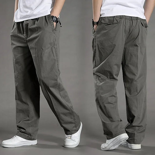 Straight Men's Cargo Pants with Elastic Waist - Odin-Green-M-Nora Luxe