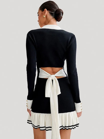 Strap mini dress with back cutout and bandage design – Amira-Black-S-Nora Luxe