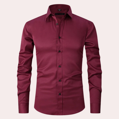 Stretch Shirt for Men - Luca-Bordeaux red-S-Nora Luxe