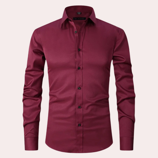Stretch Shirt for Men - Luca-Bordeaux red-S-Nora Luxe