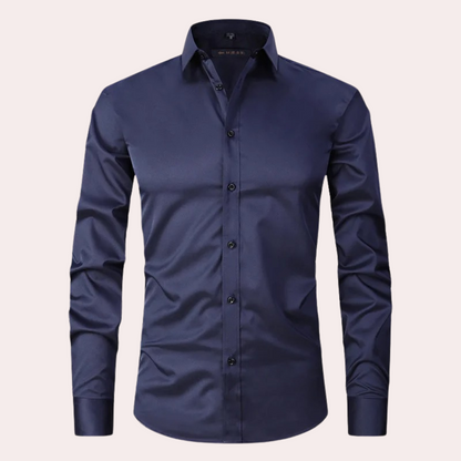 Stretch Shirt for Men - Luca-Dark blue-S-Nora Luxe