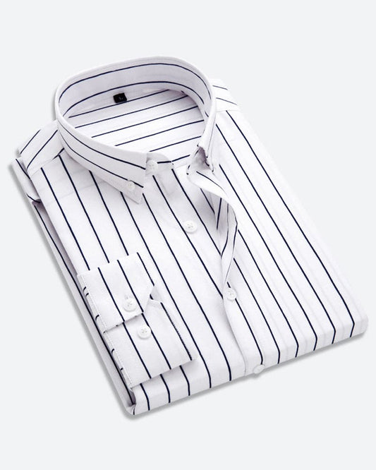 Striped Shirt for Men - Matteo-White-M-Nora Luxe