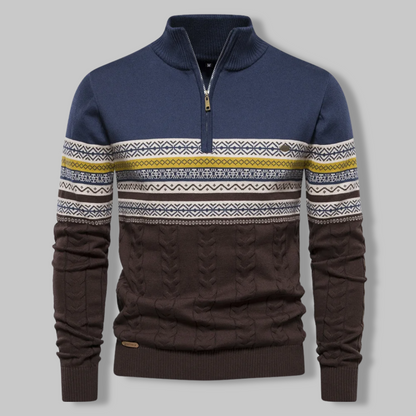 Striped Zip Sweater - SummitZip-Blue-S-Nora Luxe