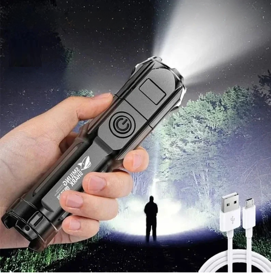STRONG LED TORCH WITH ZOOM - USB RECHARGEABLE CAMPING TORCH-F15-T-Nora Luxe