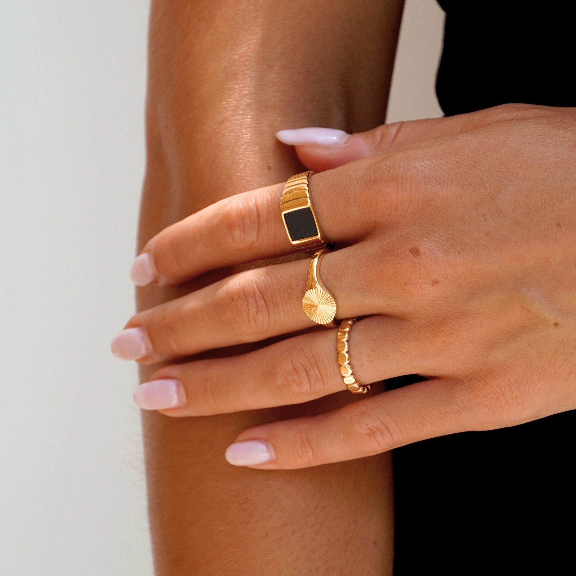 Stylish Beaded Ring - Elina-5-Gold-Nora Luxe