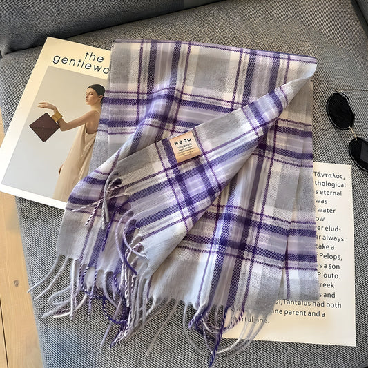 Stylish British Checked Cashmere Women's Winter Scarf - Victoria-A-Nora Luxe