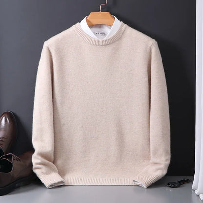 Stylish Cashmere Men's Sweater - Theo-Beige-M-Nora Luxe
