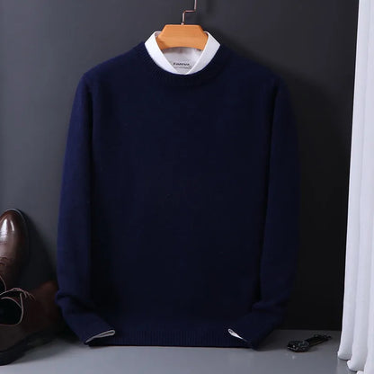 Stylish Cashmere Men's Sweater - Theo-Dark Blue-M-Nora Luxe