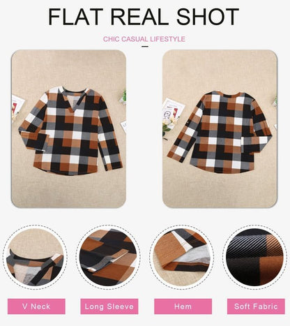 Stylish Casual Checked Ladies' Blouse - Lara-Black-S-Nora Luxe