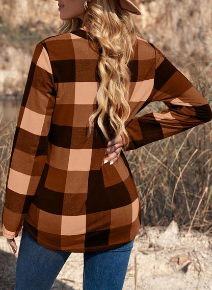 Stylish Casual Checked Ladies' Blouse - Lara-Black-S-Nora Luxe