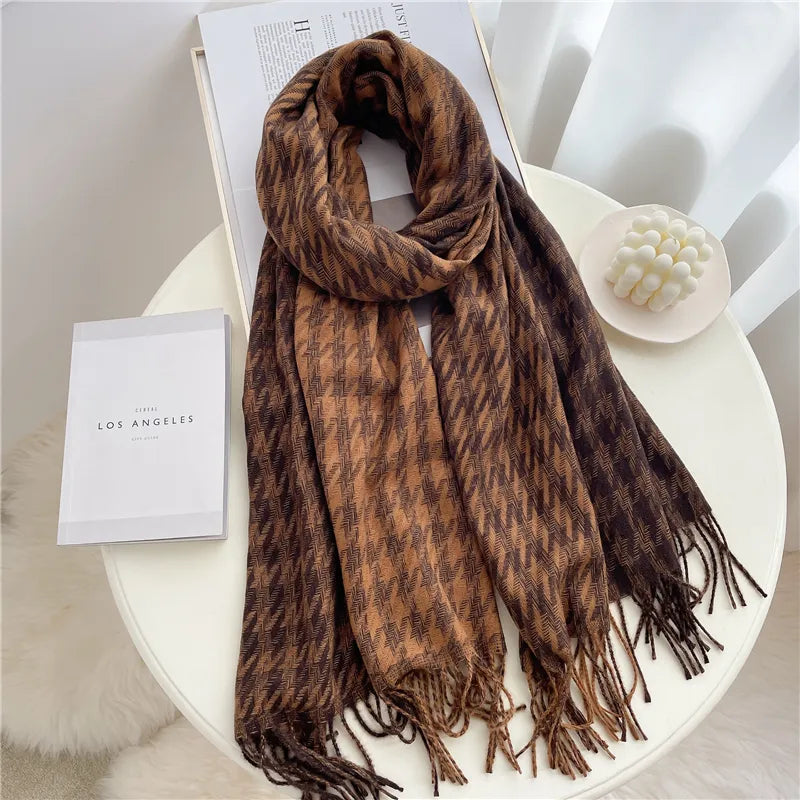Stylish Checked Women's Scarf - Liora-Pink-Nora Luxe