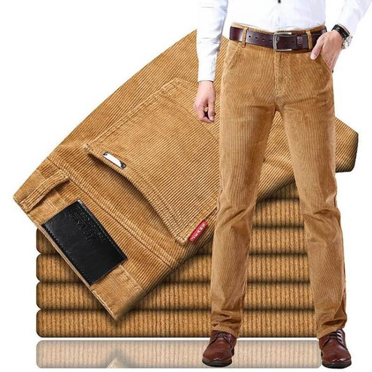Stylish Corduroy Men's Trousers - Kenny-Khaki-28-Nora Luxe