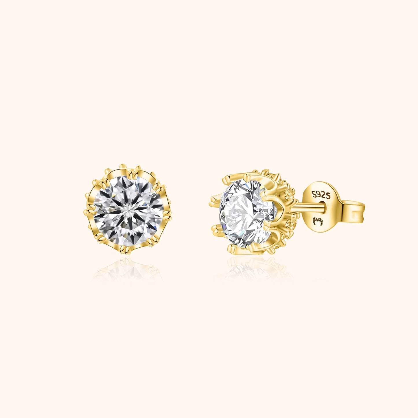 Stylish Crown Earrings - Elina-Gold-Nora Luxe