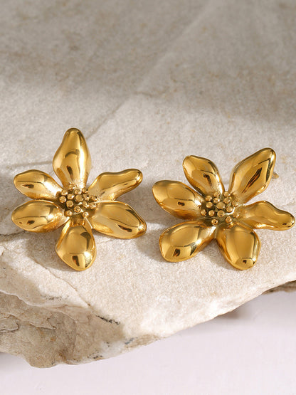 Stylish Flower Earrings - Florina-Gold-Nora Luxe