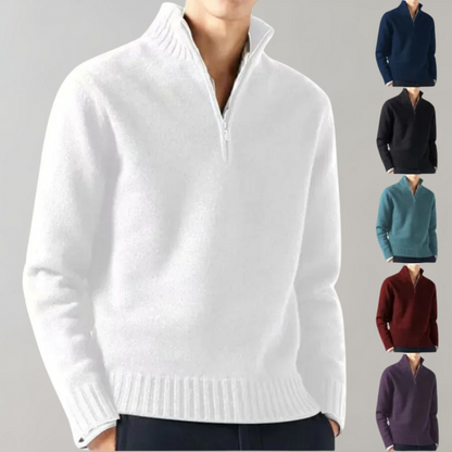Stylish Half-Zip Men's Sweater - Ethan-Black-S-Nora Luxe