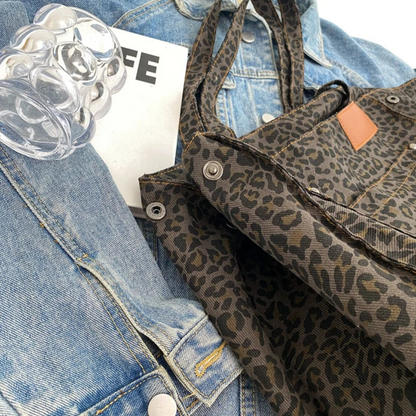 Stylish Handbag with Leopard Print - WildElegance-Black-Nora Luxe