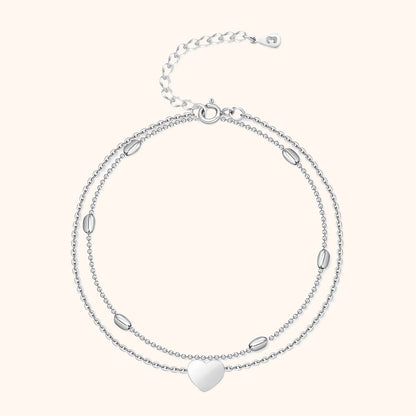 Stylish Heart Anklet - Fiora-Silver-Nora Luxe