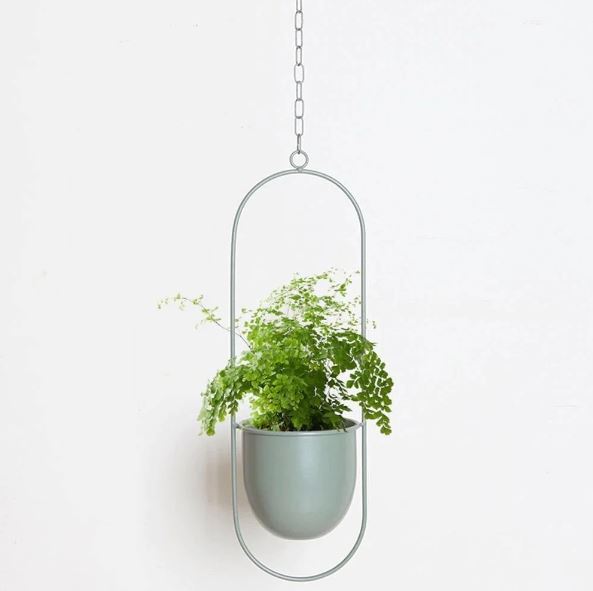 Stylish Indoor and Outdoor Plant Hanger - LeafLuxe-Oval-Gray-Nora Luxe