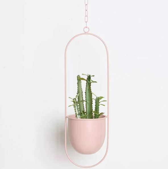 Stylish Indoor and Outdoor Plant Hanger - LeafLuxe-Oval-Pink-Nora Luxe
