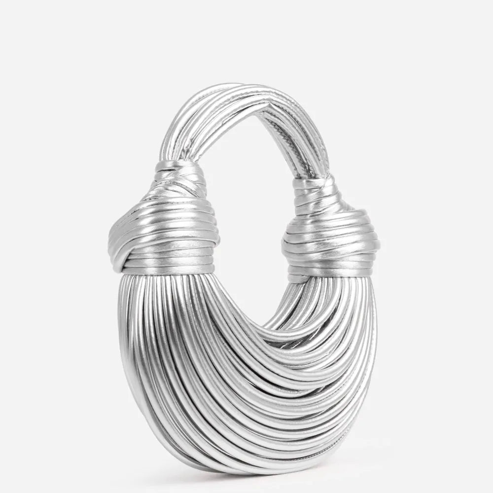 Stylish Knotted Shoulder Bag - Kiana-Silver-Nora Luxe