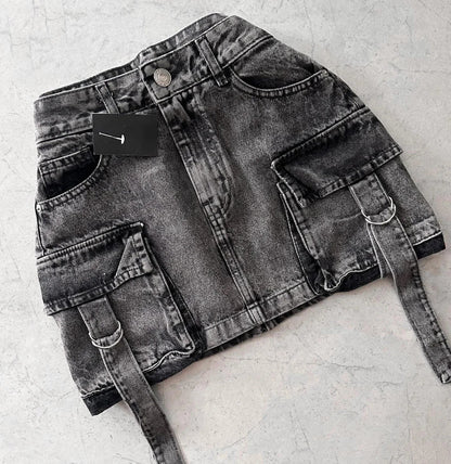 Stylish Ladies' Denim Skirt - Celeste-Black-S-Nora Luxe