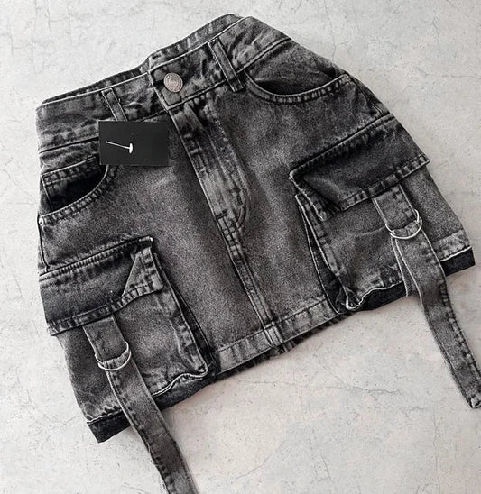 Stylish Ladies' Denim Skirt - Celeste-Black-S-Nora Luxe
