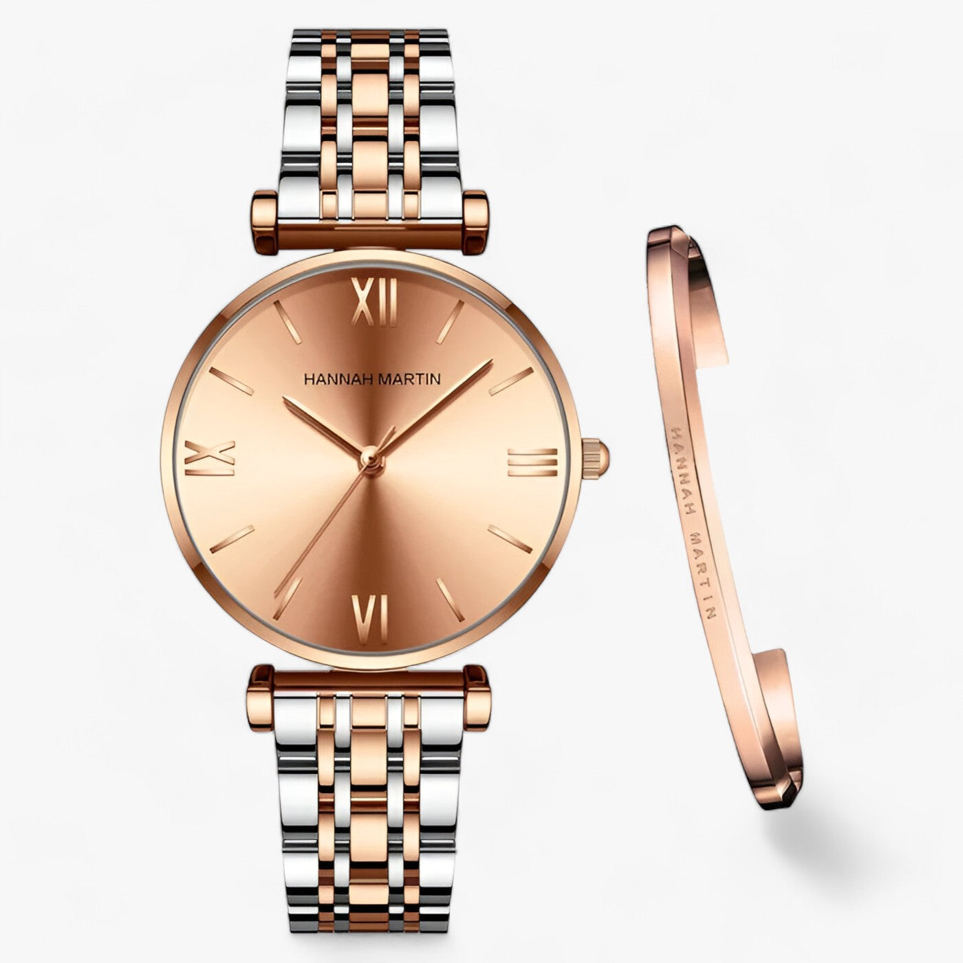 Stylish Ladies Titanium Watch - Adeline-Rose Gold Silver-Nora Luxe