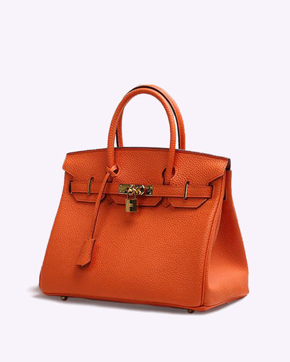 Stylish Leather Handbag - Liana-Orange-M-Nora Luxe