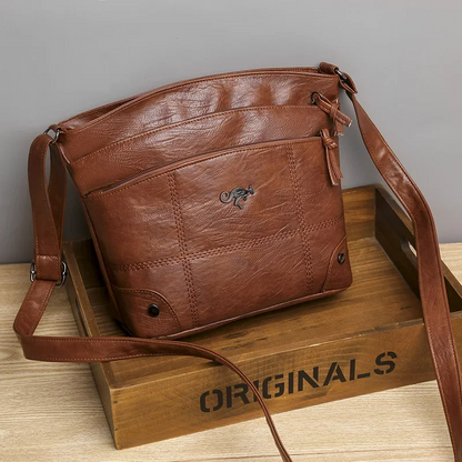 Stylish Leather Ladies Shoulder Bag - Sabrina-Brown-Nora Luxe