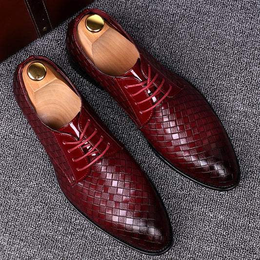 Stylish Leather Men's Lace-up Shoes - Casper-Bordeaux red-5.5-Nora Luxe
