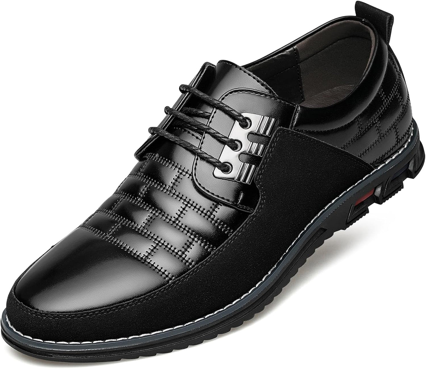 Stylish Leather Men's Shoes - James-Plain Black-7.0-Nora Luxe