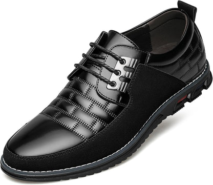 Stylish Leather Men's Shoes - James-Plain Black-7.0-Nora Luxe