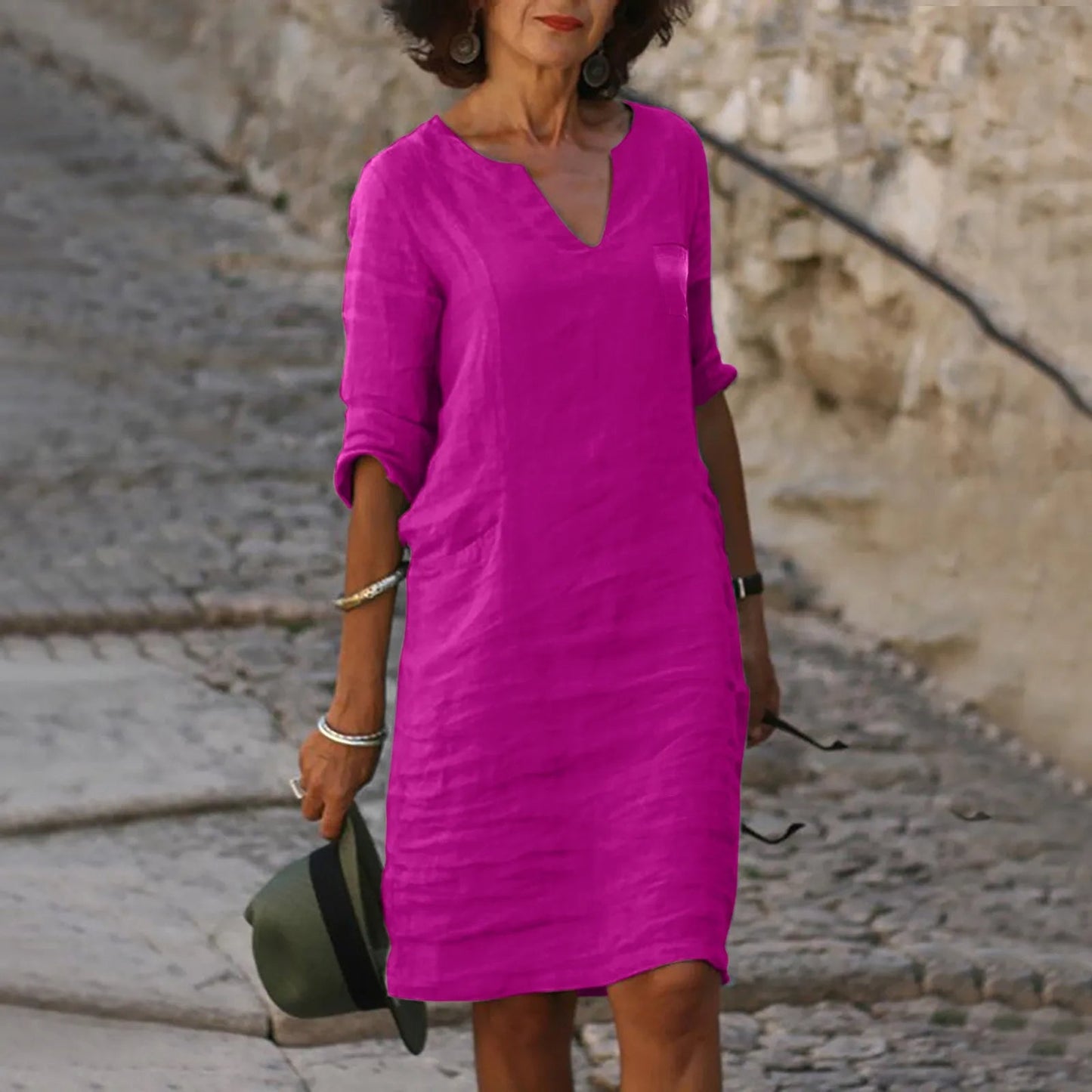 Stylish Light Summer Dress – Isalie-Pink-S-State of Style