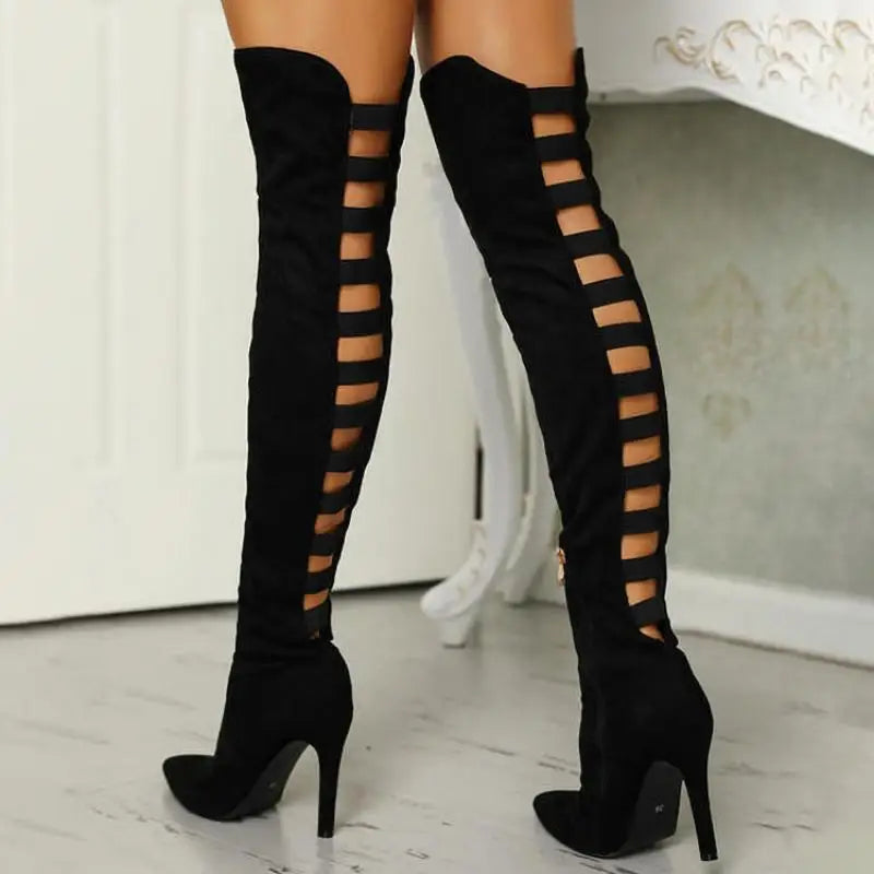 Stylish Long Boots with High Heel - Elara-Black-3.0-Nora Luxe