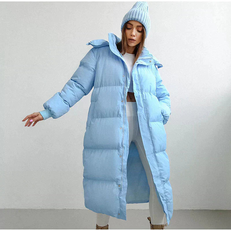 Stylish Long Ladies' Down Jacket - Elise-Green-XS-Nora Luxe