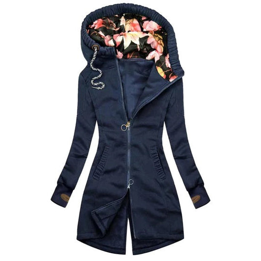Stylish Long Women's Winter Coat - Mara-Dark Blue-S-Nora Luxe