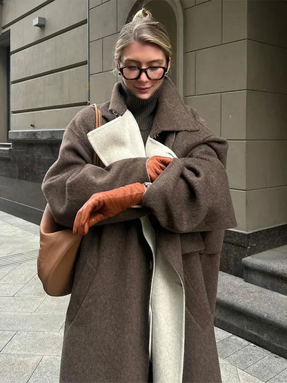 Stylish Long Wool Women's Coat - Ella-S-Nora Luxe