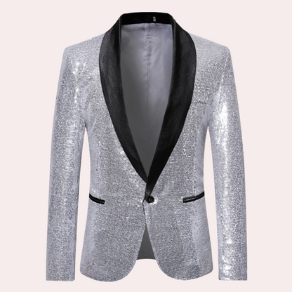 Stylish Men's Blazer - Orion-Silver-S-Nora Luxe