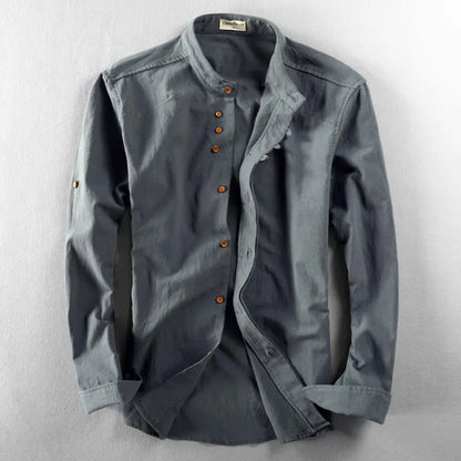 Stylish men's casual shirt with button placket – Benno-Dark gray-S-Nora Luxe