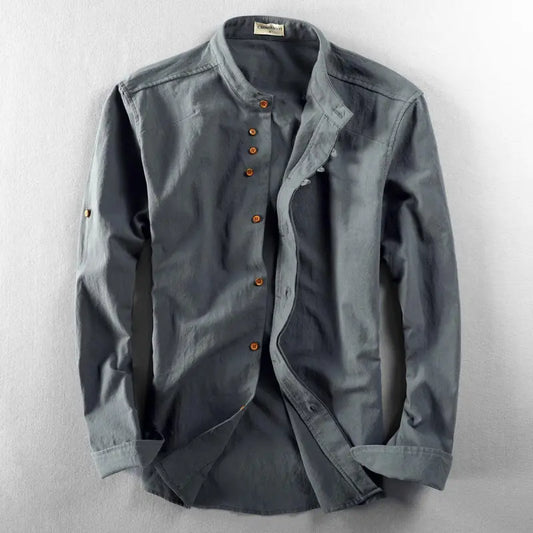 Stylish men's casual shirt with button placket – Benno-Dark gray-S-Nora Luxe