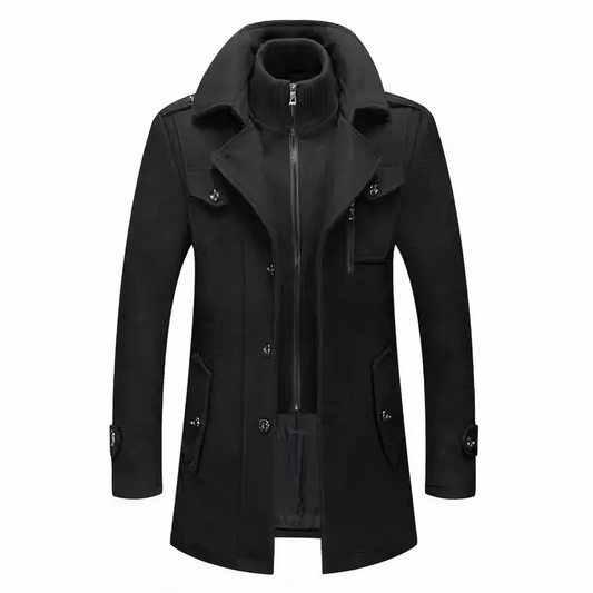 Stylish Men's Jacket with Double Collar - Milan-Black-S-Nora Luxe
