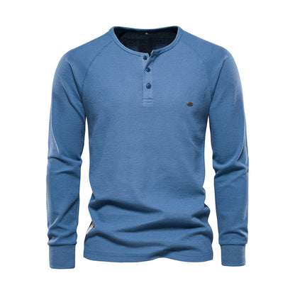 Stylish Men's Long Sleeve Shirt - Milo-Blue-S-Nora Luxe