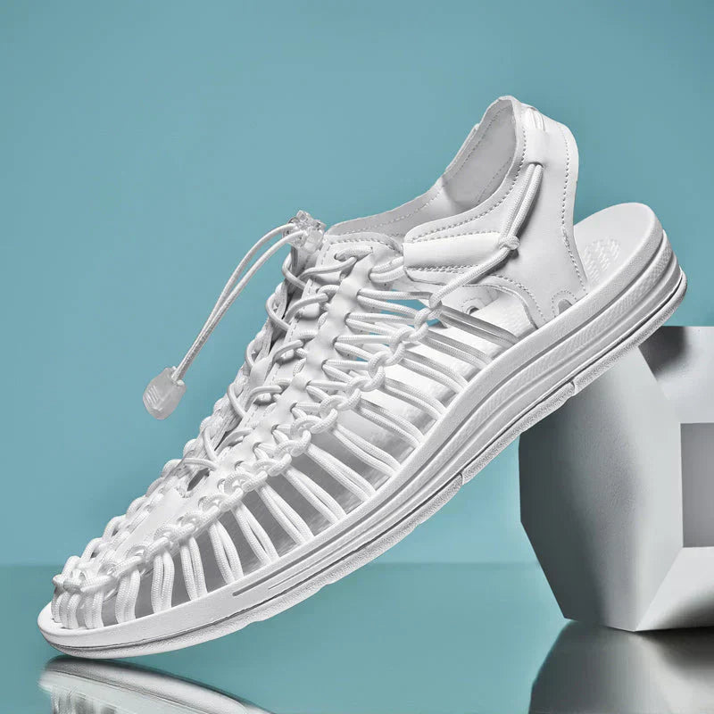 Stylish Men's Mesh Sandals - Renzo-White-7-The Livary