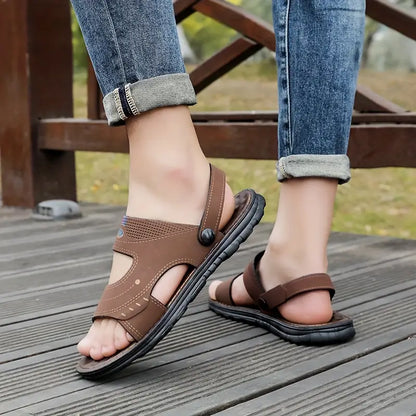 Stylish Men's Sandals with Strap – Strider-Black-6-State of Style