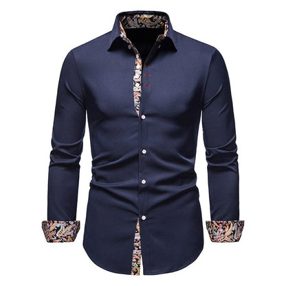 Stylish Men's Shirt - Arvid-Dark Blue-S-Nora Luxe